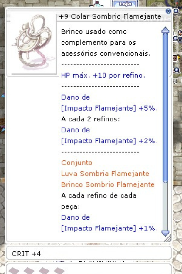 Colar Sombrio Flamejante +9 Crítico +4