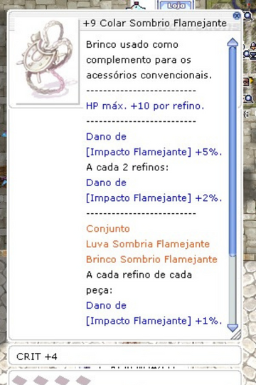 Colar Sombrio Flamejante +9 Crítico +4